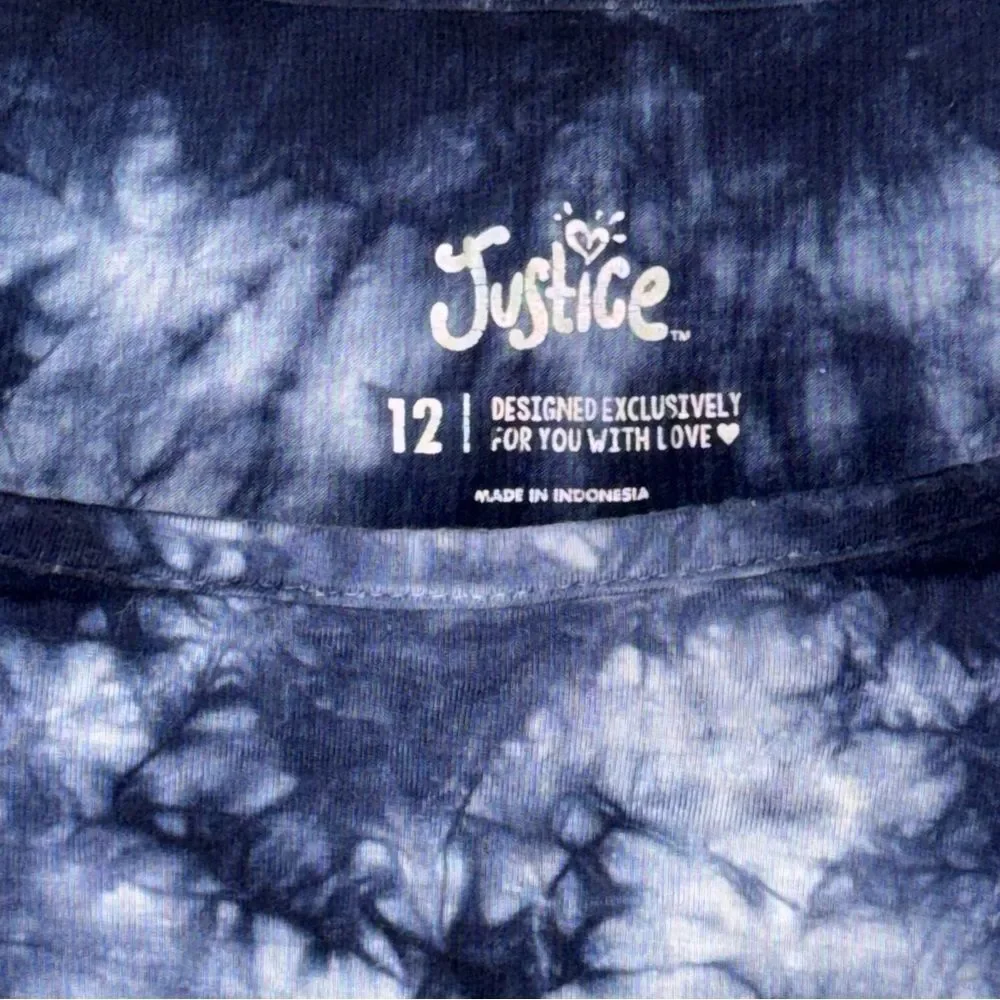 Justice size 12 Blue and White Tie-Dye Long Sleeve Tee